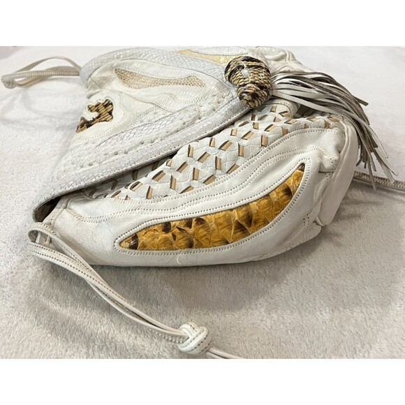 Vintage Sharif Patchwork Snake Python skin Leather Crossbody Handbag Purse - Picture 8 of 13